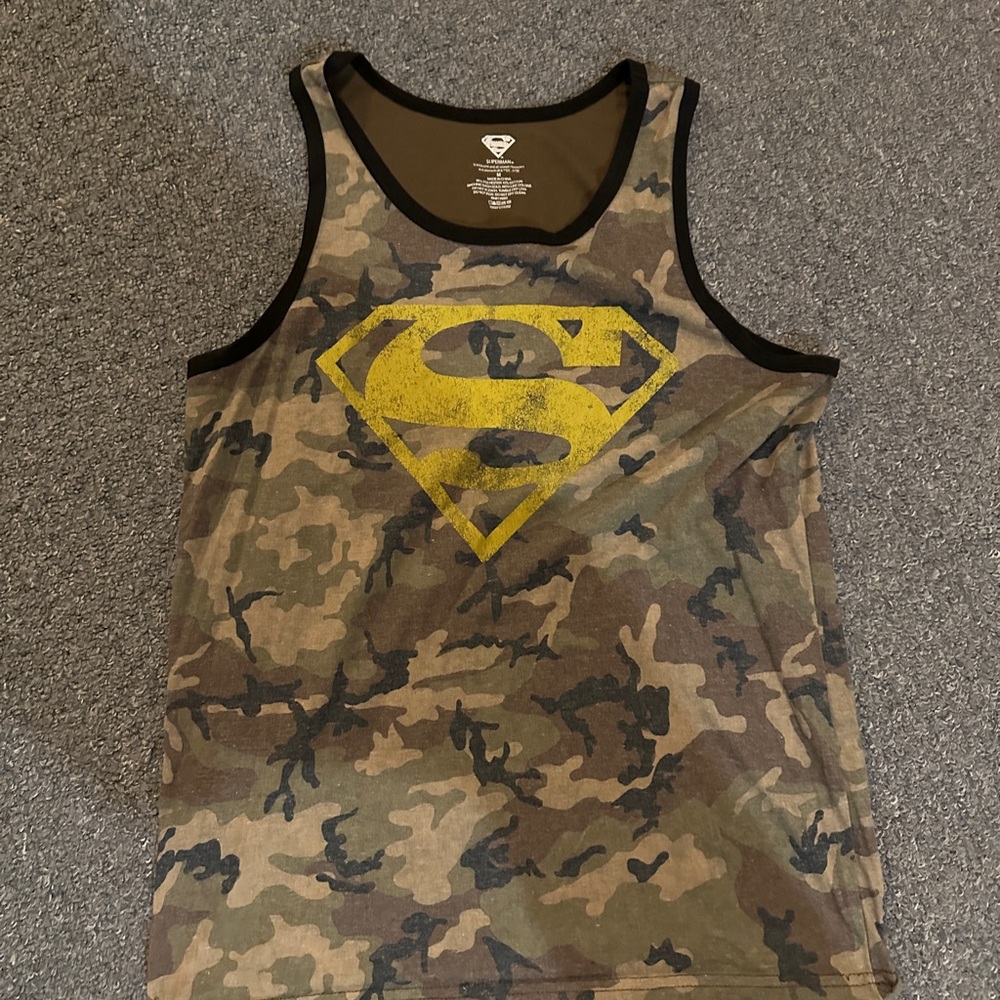 DC Comics Camo Superman Tank Top with Yellow Logo